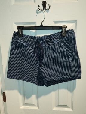 LOFT Navy Pinstripe Drawstring Shorts